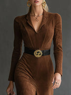 Philippine | Robe midi en faux daim
