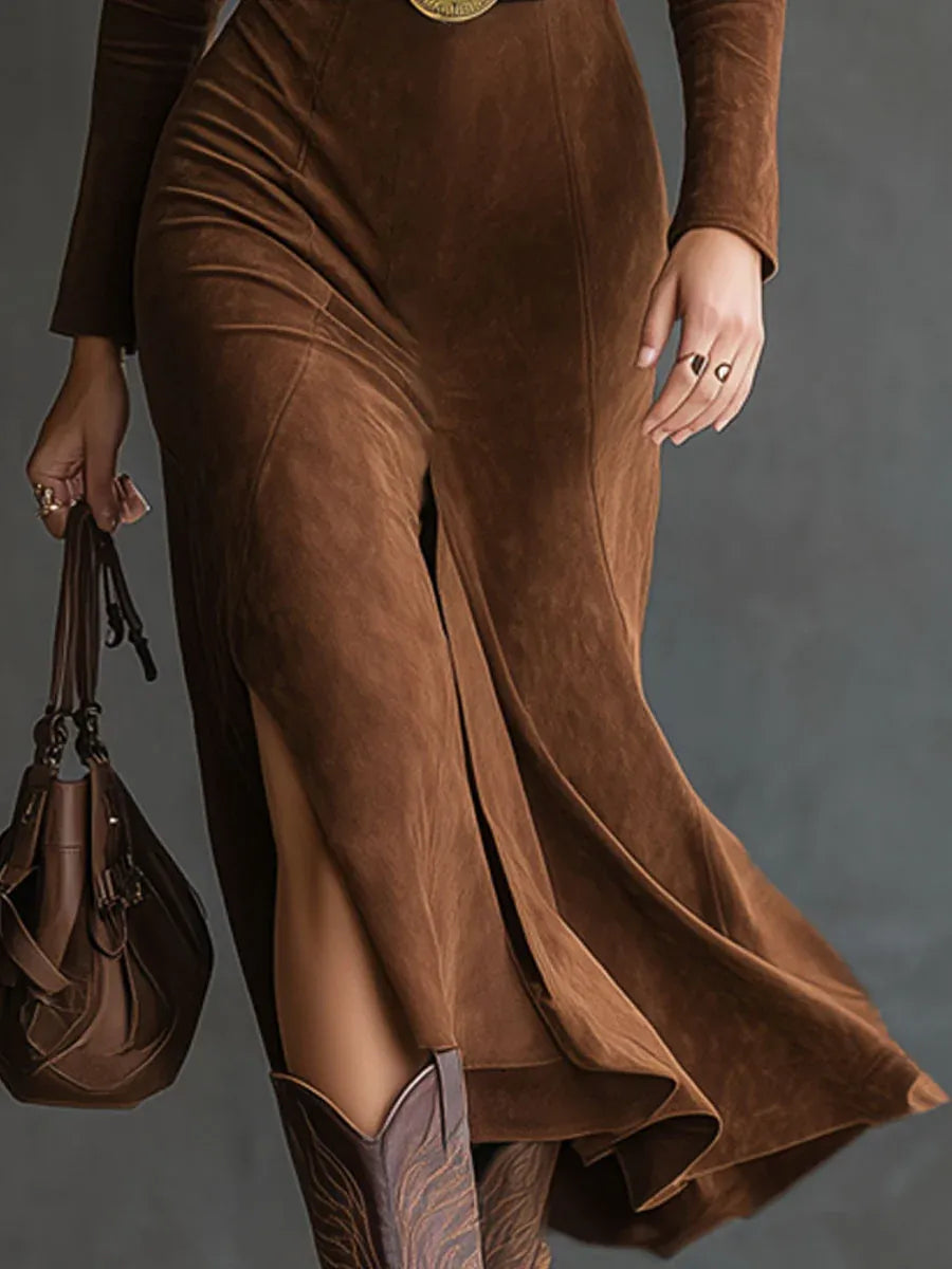 Philippine | Robe midi en faux daim