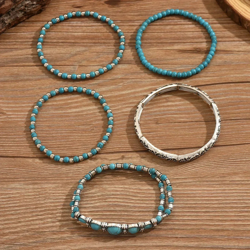 Bérénice - Set de bracelets avec perles turquoise