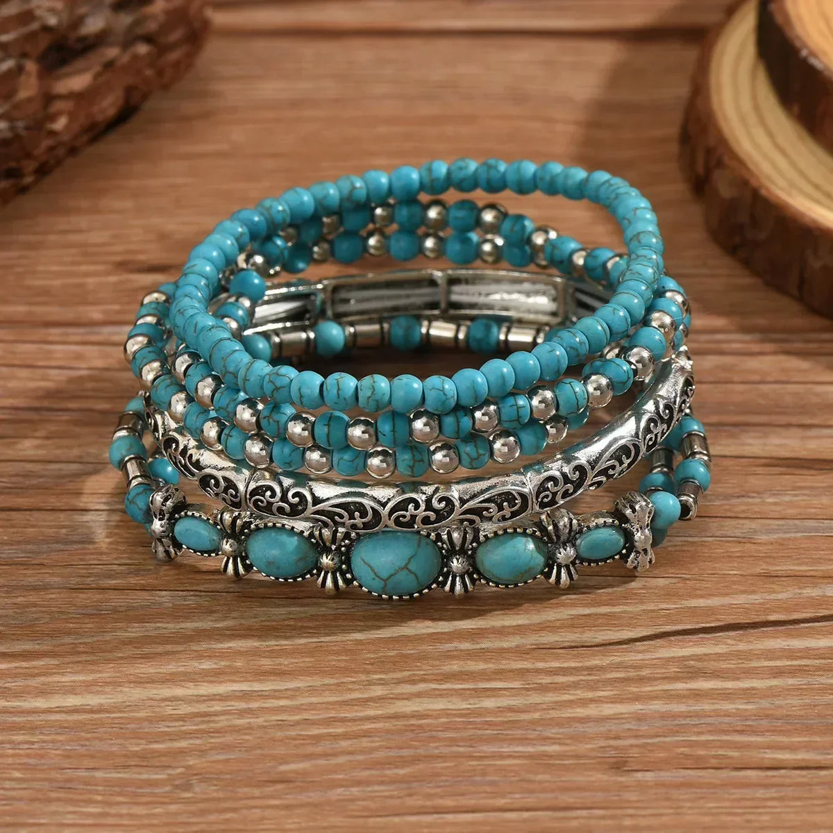 Bérénice - Ensemble de bracelets avec perles turquoise