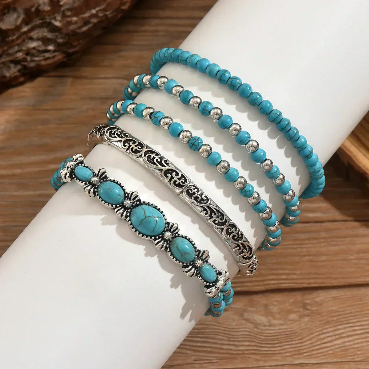 Bérénice - Ensemble de bracelets avec perles turquoise