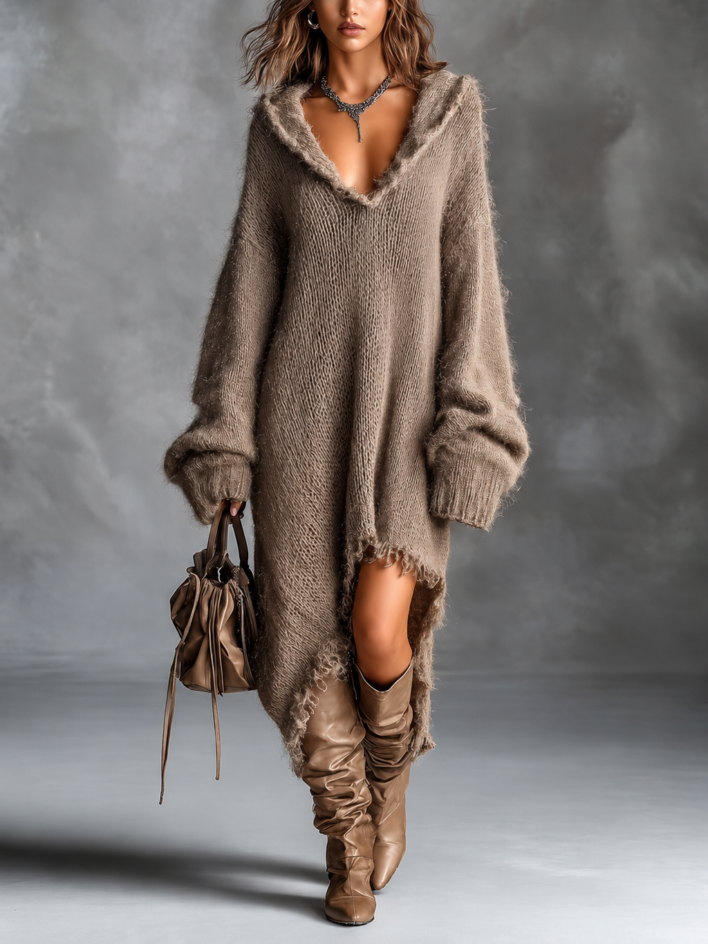 Ludivine | Robe oversize à capuche en maille douce