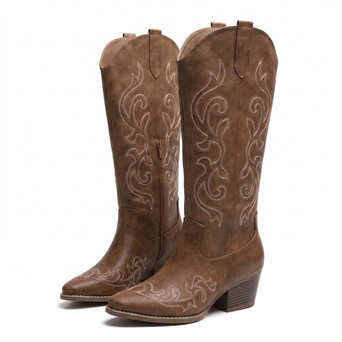 Colette | Bottes hautes à broderie western et bout pointu