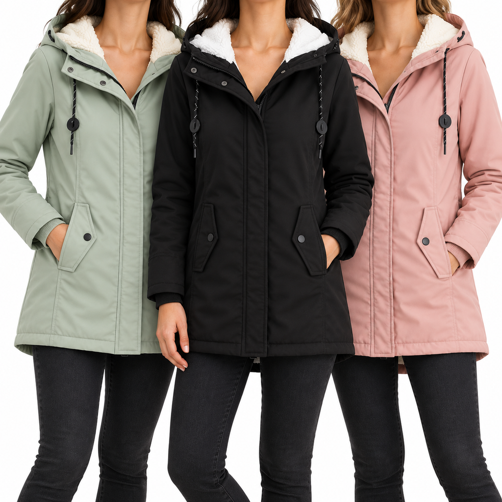 Garance | Parka imperméable à capuche pour femme, doublure sherpa chaude