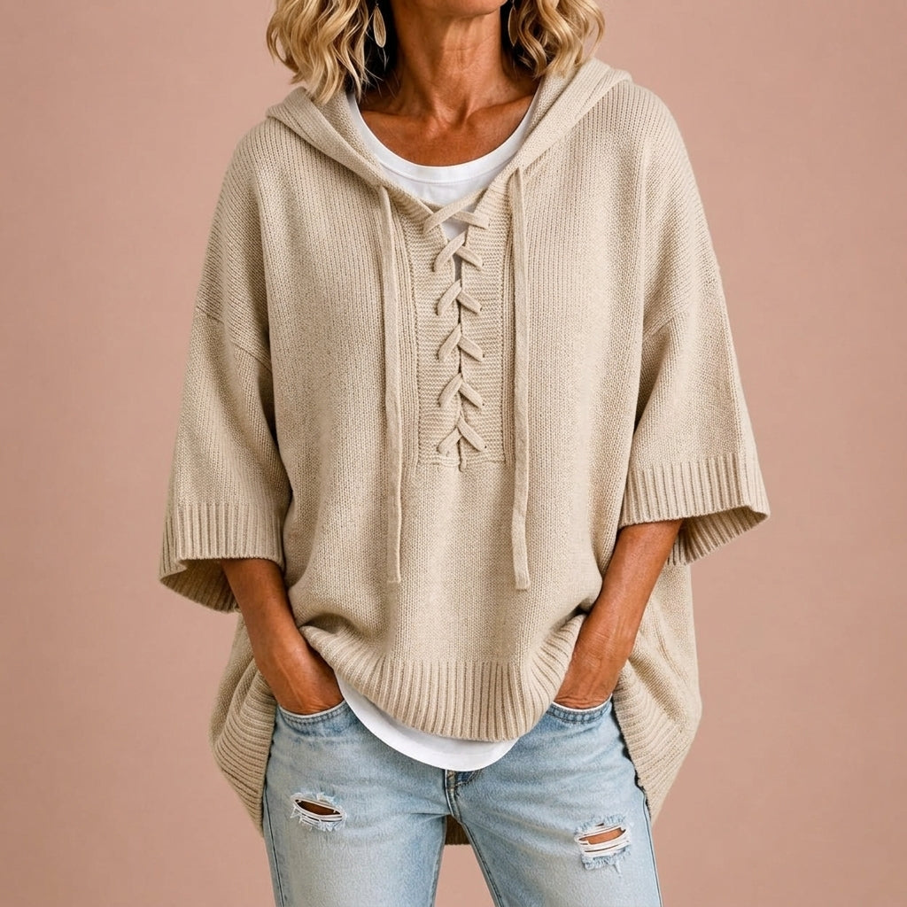 Claudine | Poncho en maille à capuche