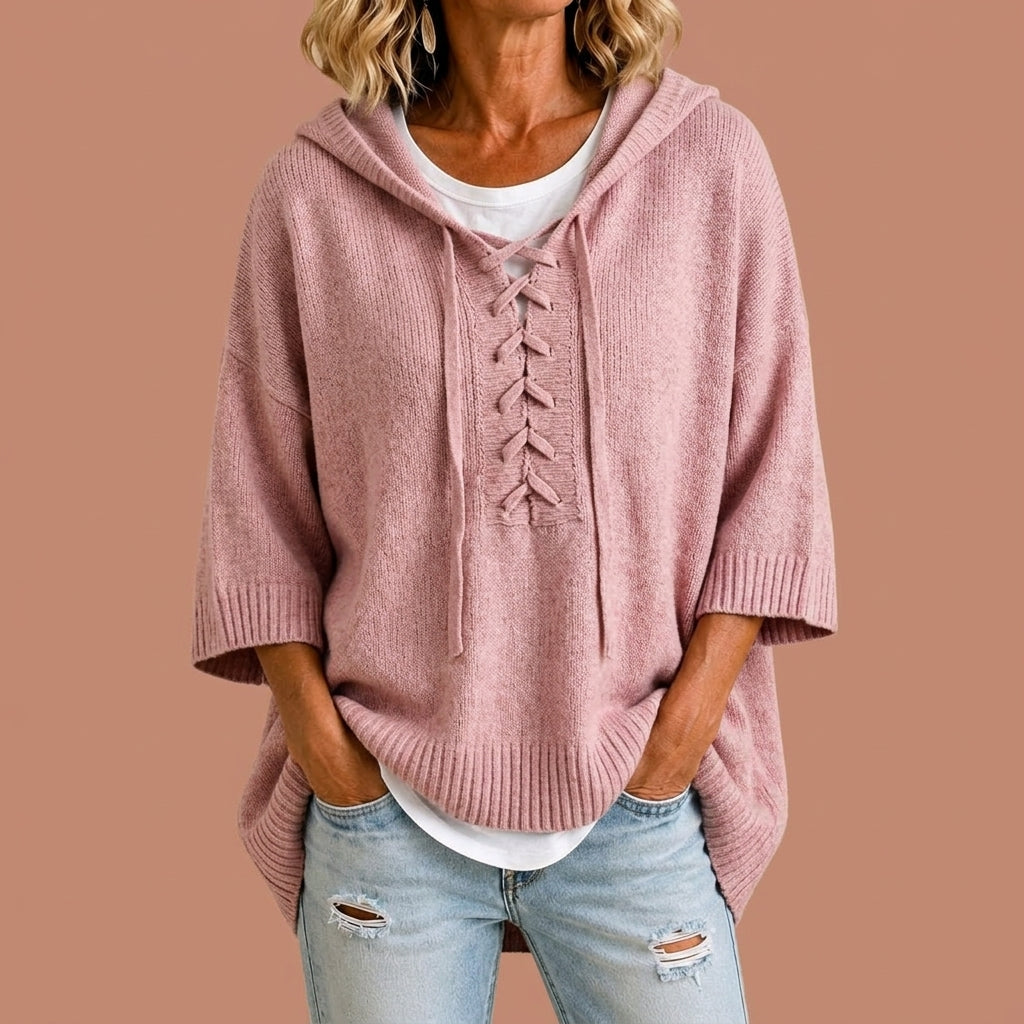 Claudine | Poncho en maille à capuche