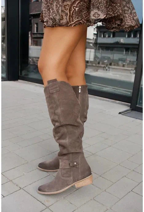 Violette | Bottes hautes d’hiver à talon bas et zip