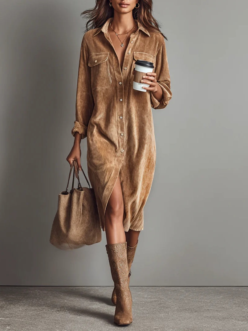 Colette | Robe douce en velours côtelé
