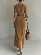 Madeleine | Robe en daim avec ceinture