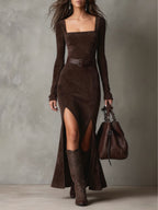 Hortense | Robe longue en similicuir
