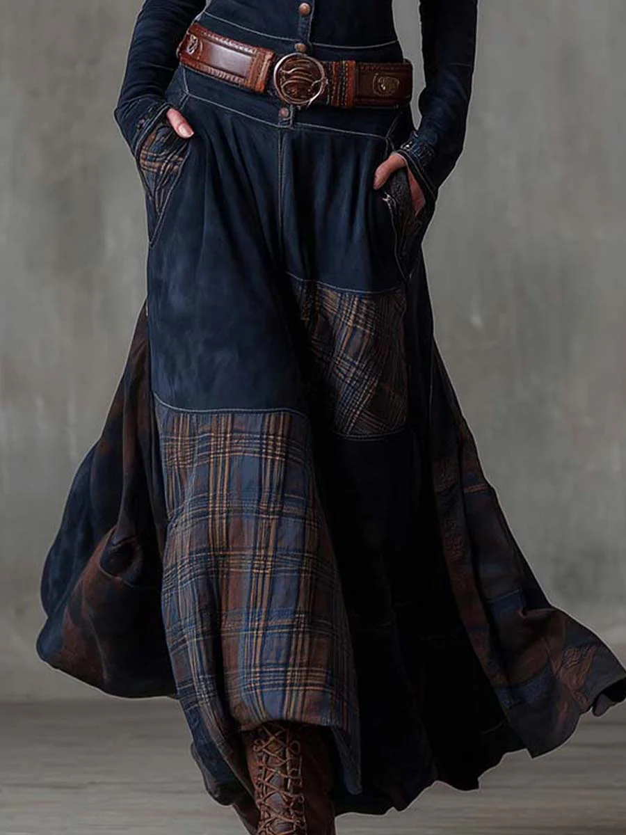 Élisa | Robe longue effet daim avec ceinture