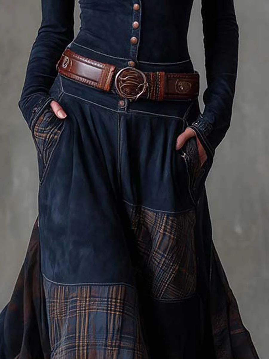 Élisa | Robe longue effet daim avec ceinture