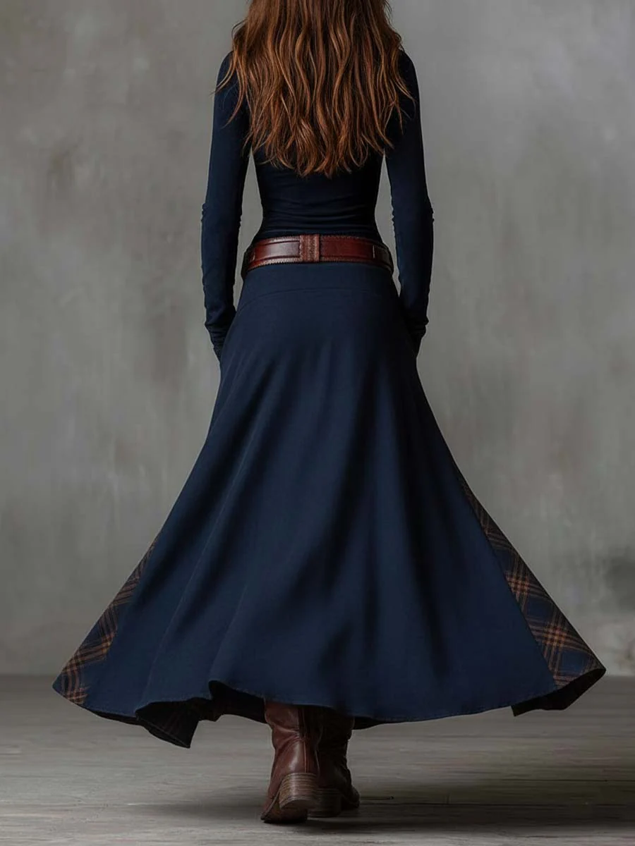 Élisa | Robe longue effet daim avec ceinture