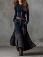 Élisa | Robe longue effet daim avec ceinture