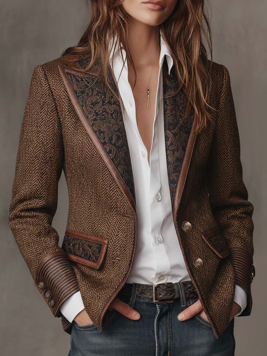 Capucine | Blazer à empiècements motif chevrons