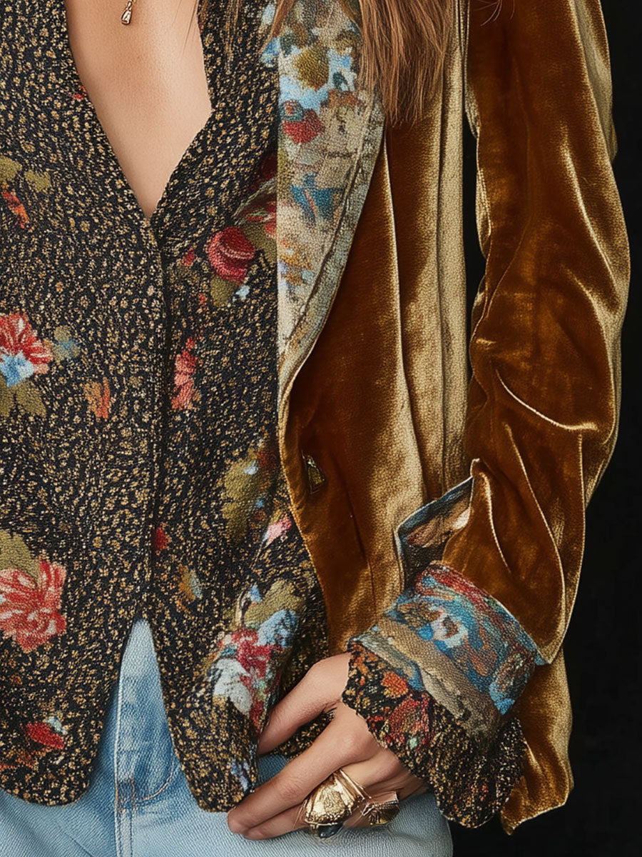 Juliette | Blazer Patchwork Imprimé Fleuri Vintage