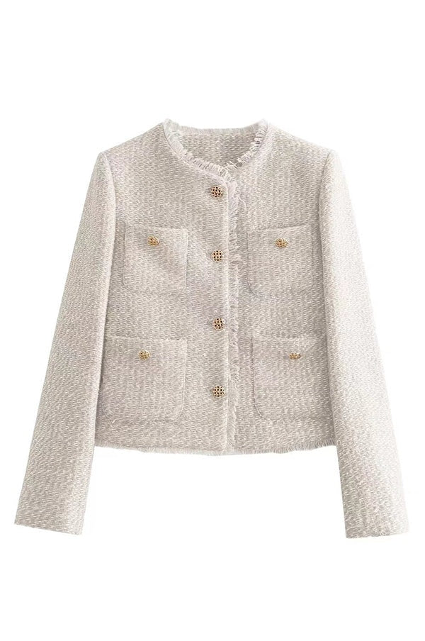 Joséphine | Veste en tweed à boutons métalliques et poches