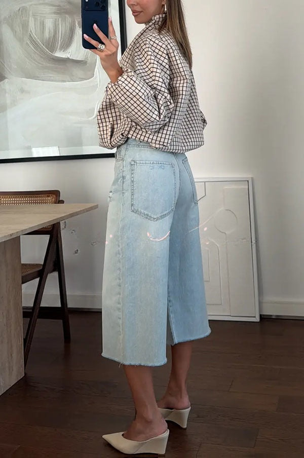 Capucine | Blouson bomber à carreaux décoratifs, manches ballon et poches