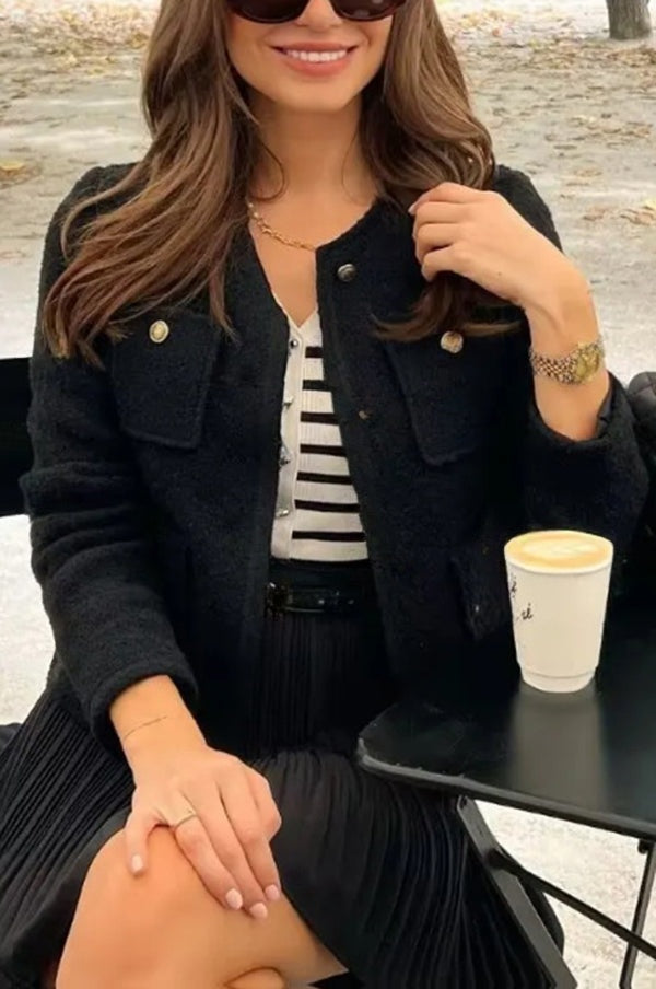 Joséphine | Veste en tweed à boutons métalliques et poches