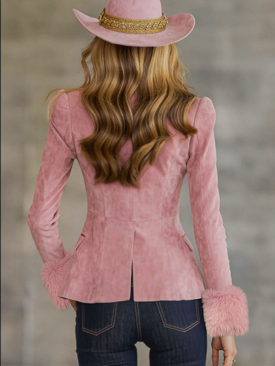 Garance | Blazer à revers en faux daim et fausse fourrure, multi-boutons