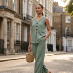 Ambre | Ensemble 2 Pièces Haut Boutonné et Pantalon Fluide