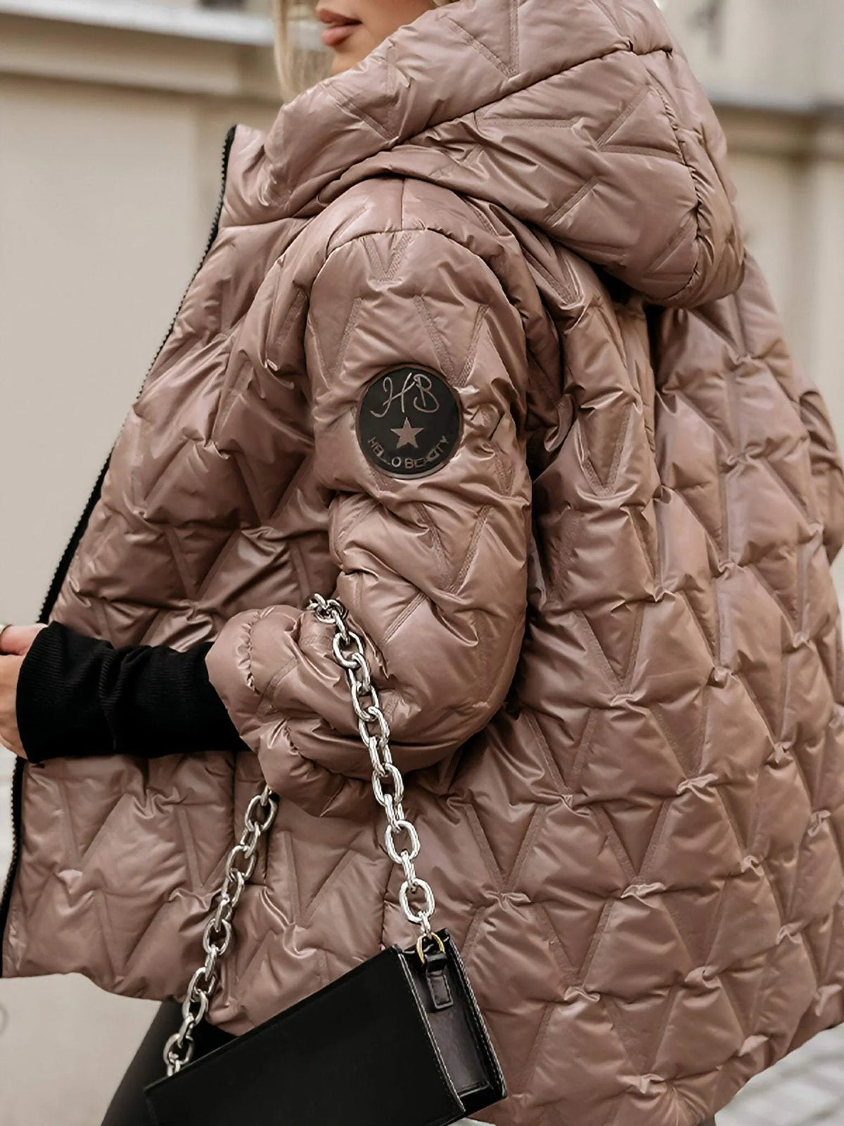 Éline | Veste matelassée brillante à capuche