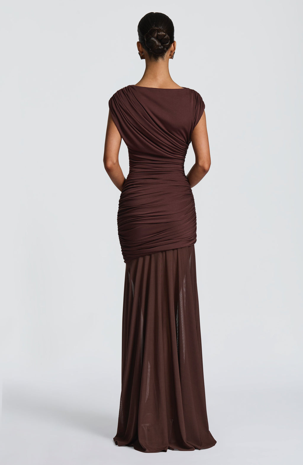 Louise | Robe longue froncée à encolure bateau