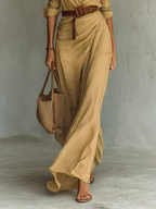 Aliénor | Robe longue portefeuille ceinturée à col V