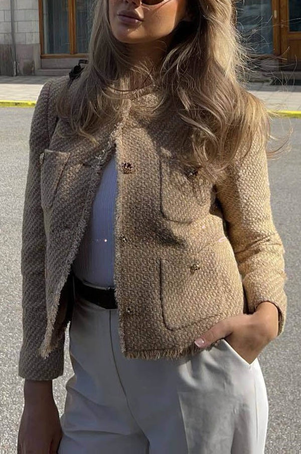 Joséphine | Veste en tweed à boutons métalliques et poches
