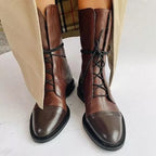 Hortense | Bottines à lacets raffinées à bout rapporté poli