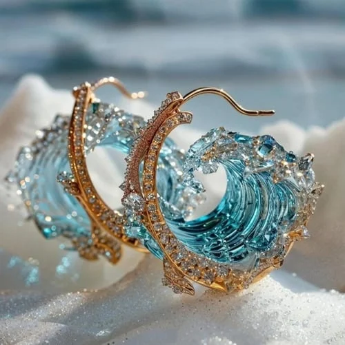 Cécile - Boucles d'oreilles vagues de la mer
