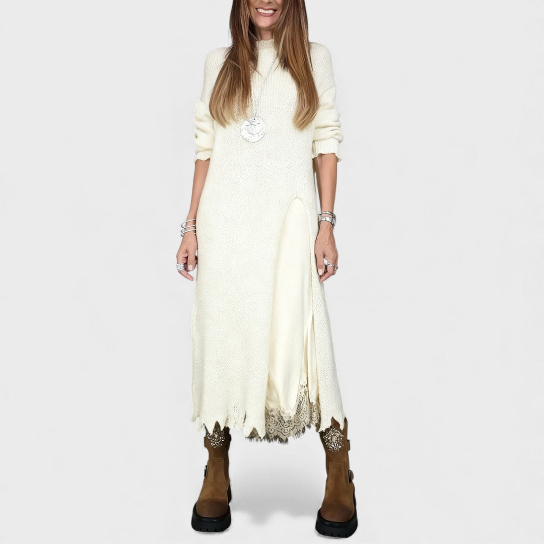 Séléna | Ensemble deux pièces robe et pull long en maille