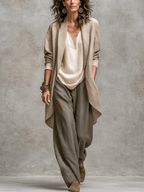 Mina | Conjunto de 3 Piezas Chaqueta Drapeada y Pantalón Palazzo