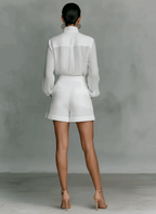 Zaira | Conjunto de lino cuello mao con shorts a juego