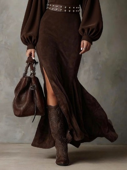 Juliette | Robe mi-longue vintage à manches lanternes