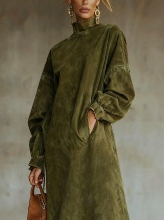 Aurélie | Robe en daim à franges