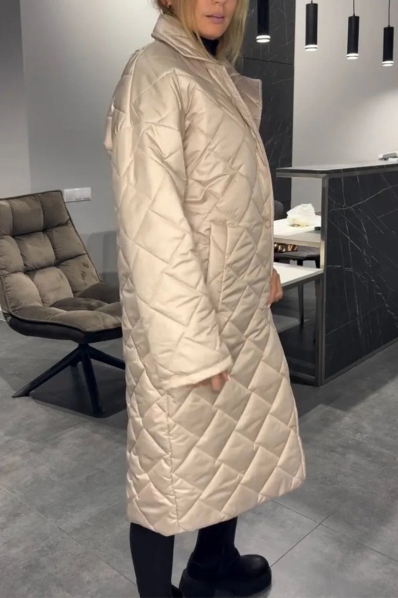 Olive™ | Manteau réversible matelassé mi-long avec doublure léopard