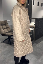 Olive™ | Manteau réversible matelassé mi-long avec doublure léopard