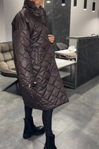 Olive™ | Manteau réversible matelassé mi-long avec doublure léopard