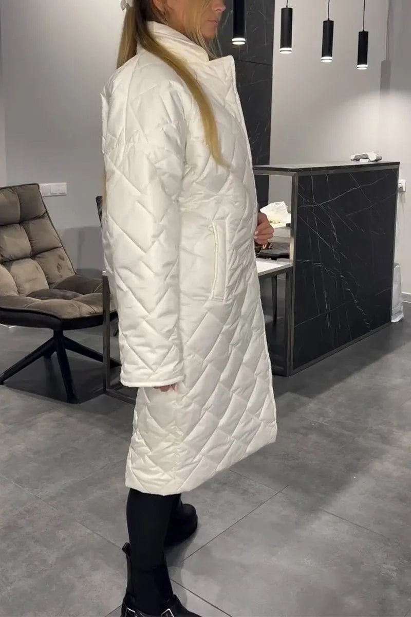 Olive™ | Manteau réversible matelassé mi-long avec doublure léopard