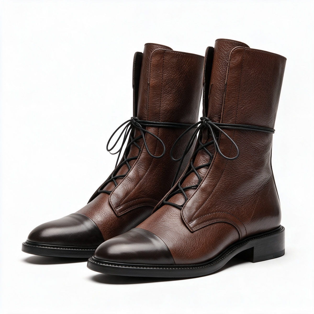 Hortense | Bottines à lacets raffinées à bout rapporté poli