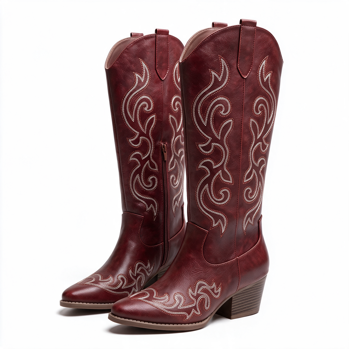 Colette | Bottes hautes à broderie western et bout pointu