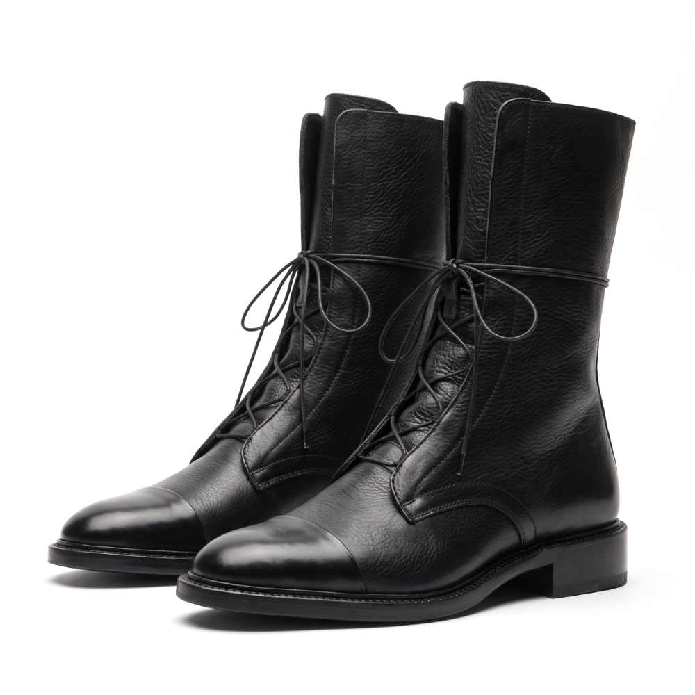 Hortense | Bottines à lacets raffinées à bout rapporté poli