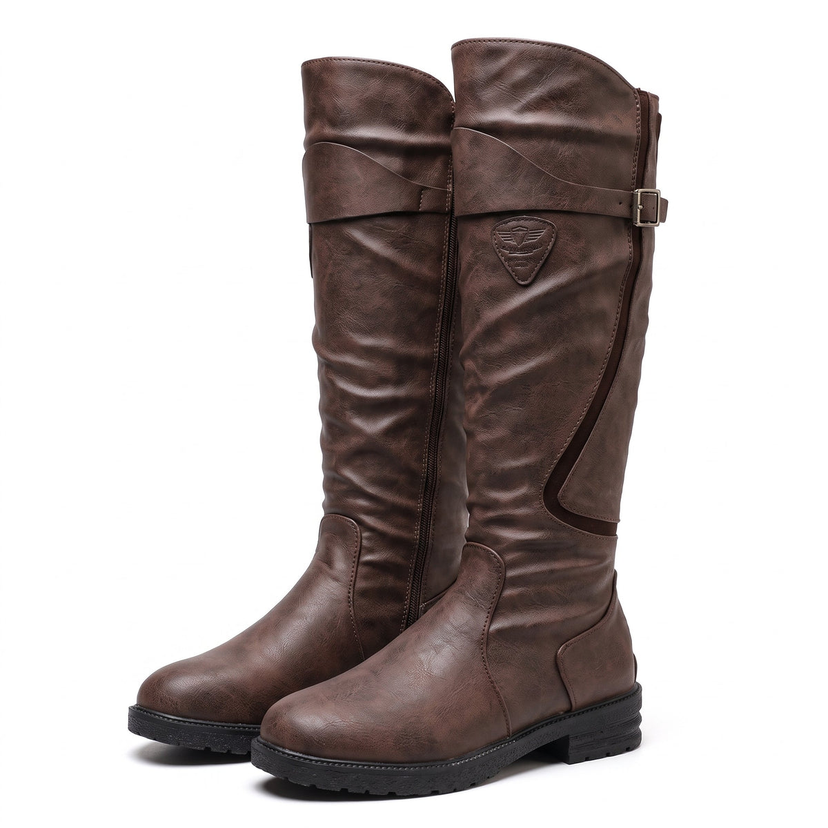 Valentine | Bottes d’équitation hautes à sangle à boucle et zip dorsal