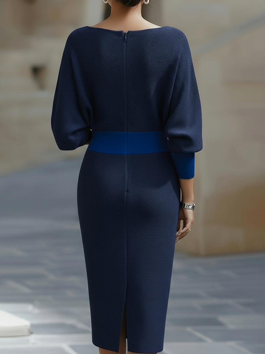 Camille | Robe Midi Drapée Blanche à Manches Chauve-Souris