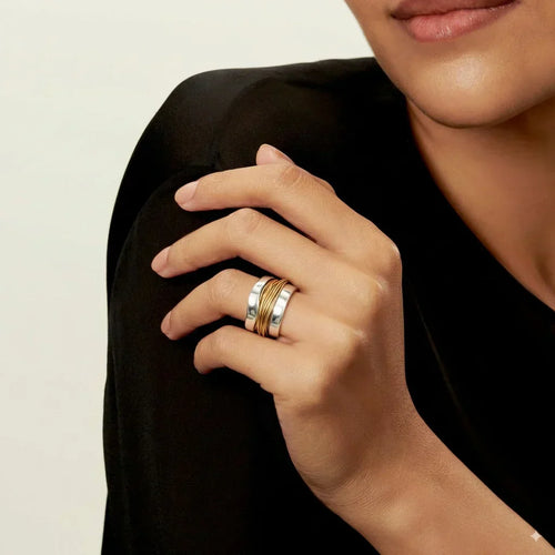 Agathe - Bague en argent avec fil doré