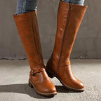 Roxane | Bottes d’équitation hautes à sangle à boucle et zip latéral