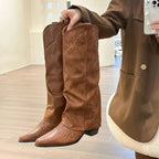 Séverine | Bottes hautes à revers superposé et petits clous