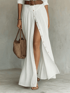 Vega | Vestido camisero maxi con abertura y cinturón