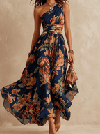 Adara | Vestido de un Hombro con Estampado Floral